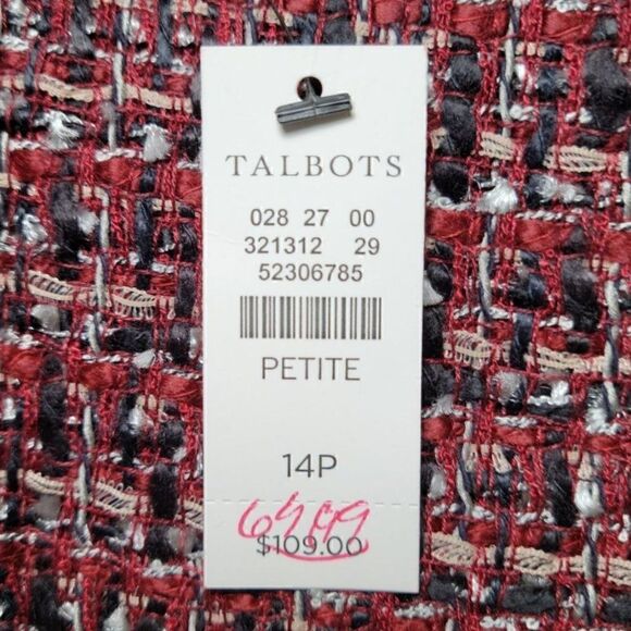 Talbots Textured Plaid Pencil Skirt Sz 14P - Picture 8 of 9